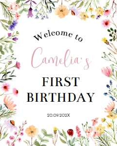 wildflower birthday welcome sign W011: 1474222905