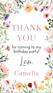 wildflower birthday thank you tag W011: 1474245807