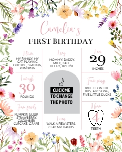 wildflower birthday milestone poster W011: 1460746088