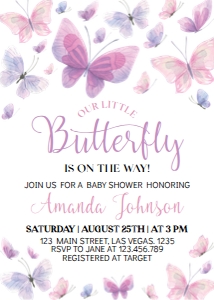 butterfly baby shower invitation B011: 1461477826