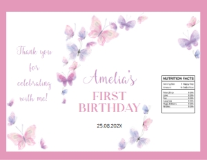 butterfly 1st birthday chip bag B011: 1477029083