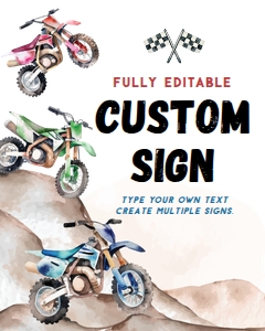 dirt bike birthday custom sign D009: 1465625084