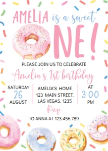 donut birthday invitation D010: 1574115504