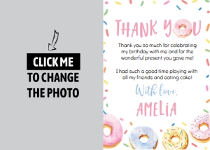donut birthday thank you card D010: 1574115504
