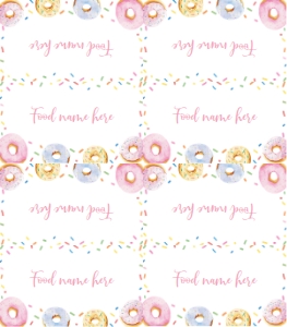 donut birthday food tent card D010: 1574115504