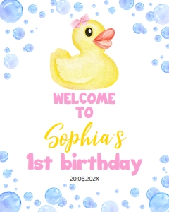 girl rubber duck welcome sign D008: 1486779993