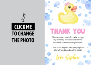 girl rubber duck thank you card D008: 1472656504