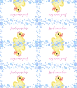 girl rubber duck food tent card D008: 1472586156