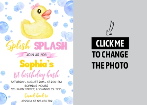girl rubber duck photo invitation D008: 1472067514