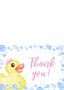 girl rubber duck thank you card D008: 1472070046