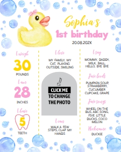 girl rubber duck milestone poster D008: 1472581272
