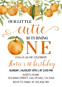 orange little cutie birthday invite O003: 1617812333