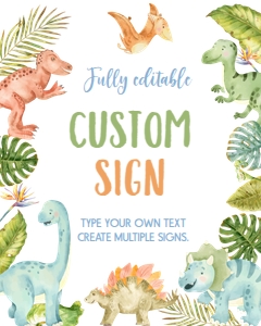 dinosaur 1st birthday custom sign D011: 1503138749