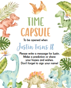 dinosaur 1st birthday time capsule D011: 1503137769