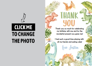 dinosaur 1st birthday thank you card D011: 1488955552