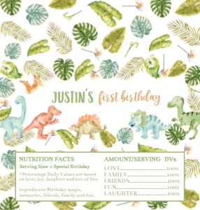 dinosaur 1st birthday chocolate wrapper Hershey D011: 1503141661