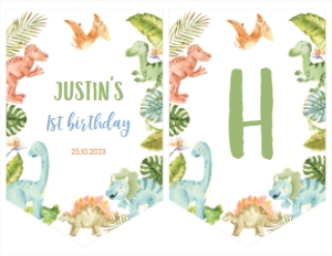 dinosaur 1st birthday banner D011: 1503105839