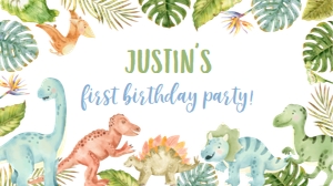 dinosaur 1st birthday gable box label D011: 1503147907