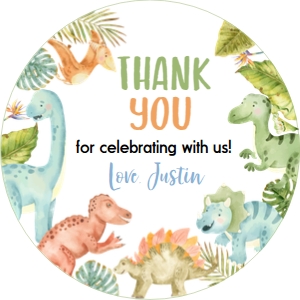dinosaur 1st birthday thank you favor D011: 1488957558