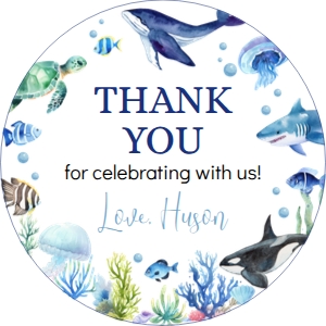 ocean birthday thank you favor O004: 1497767710