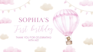 pink onederful birthday gable box label O005: 1526255195