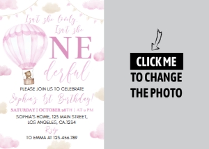 pink onederful birthday photo invite O005: 1509571278