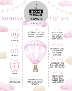 pink onederful birthday milestone poster O005: 1524289371