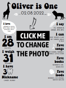 black safari photo milestone poster 18x24 MI01: 1190975563