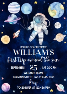 outer space birthday invitation O006: 1827354707