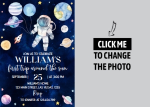 outer space birthday photo invitation O006: 1545612302
