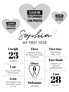 heart photo milestone poster 18x24 M004: 1167129774