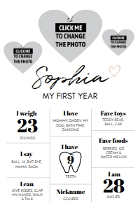 heart photo milestone poster 24x36 M004: 1167129774