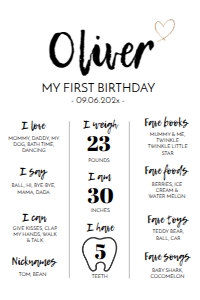 minimal first year milestone poster 24x36 M004: 1076457019