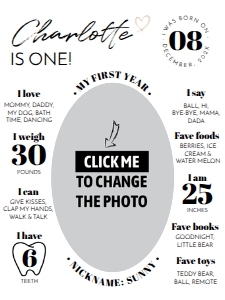 oval modern photo milestone 18x24 M004: 1193425352