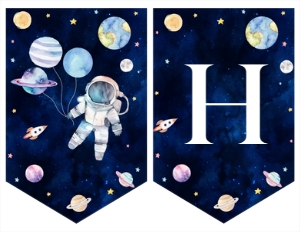 outer space birthday banner O006: 1559805355
