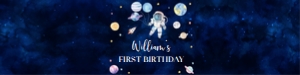 outer space birthday water bottle label O006: 1560431833
