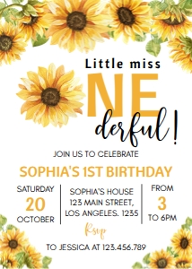 sunflower birthday invitation S014: 1582952613