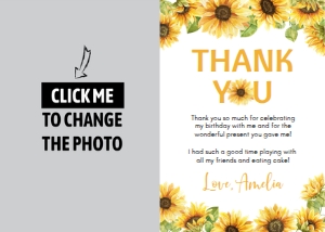 sunflower 1st birthday thank you card S014: 1569411464