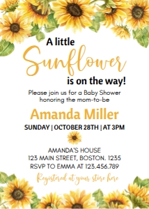 sunflower baby shower invitation S014: 1568784956