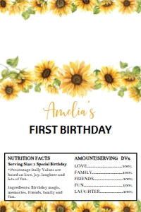 sunflower 1st birthday chocolate wrapper Aldi S014: 1569411464