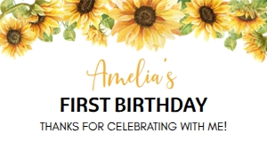 sunflower 1st birthday gable box label S014: 1569411464