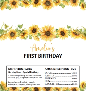 sunflower 1st birthday chocolate wrapper Hershey S014: 1569411464