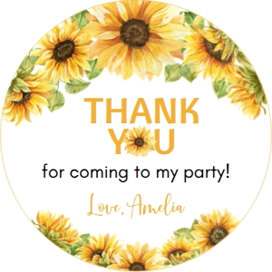 sunflower 1st birthday thank you favor S014: 1569411464