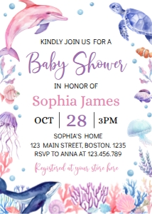 girl ocean baby shower invitation O004: 1565163950
