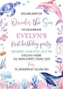 girl ocean birthday invitation O004: 1565155070