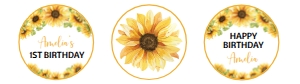 sunflower 1st birthday cupcake topper S014: 1569411464