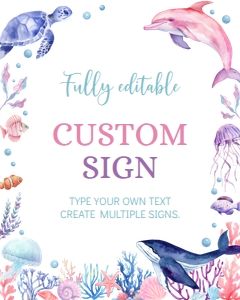 girl ocean birthday custom sign O004: 1579396101