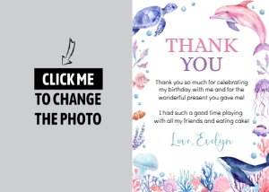 girl ocean birthday thank you card O004: 1565941340