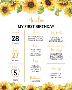 sunflower 1st birthday milestone 16x20 S014: 1569409120