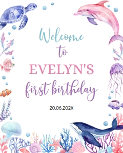 girl ocean birthday welcome sign O004: 1565184880